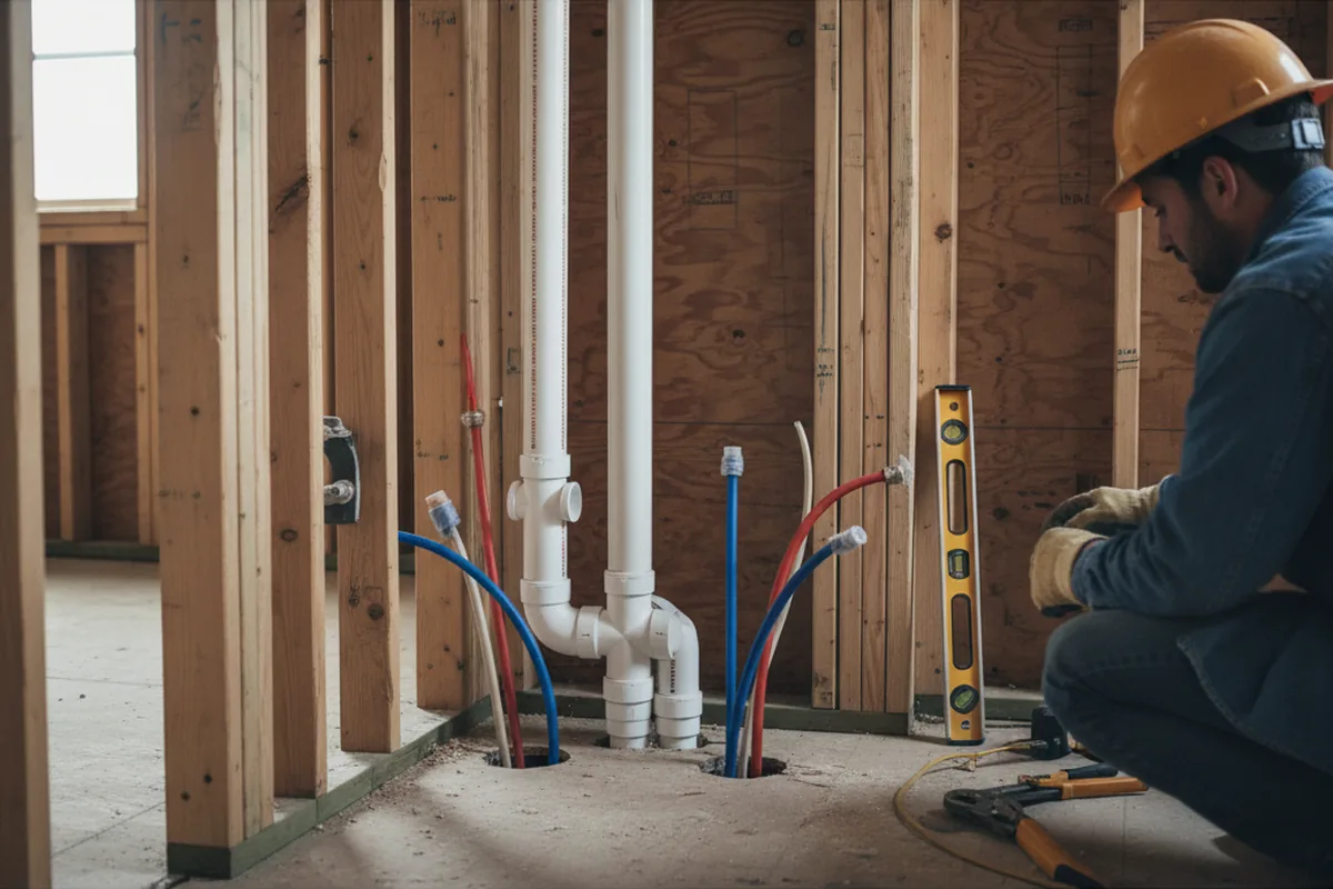 Drain and supply rough-in during Drain Cleaning in Blythe