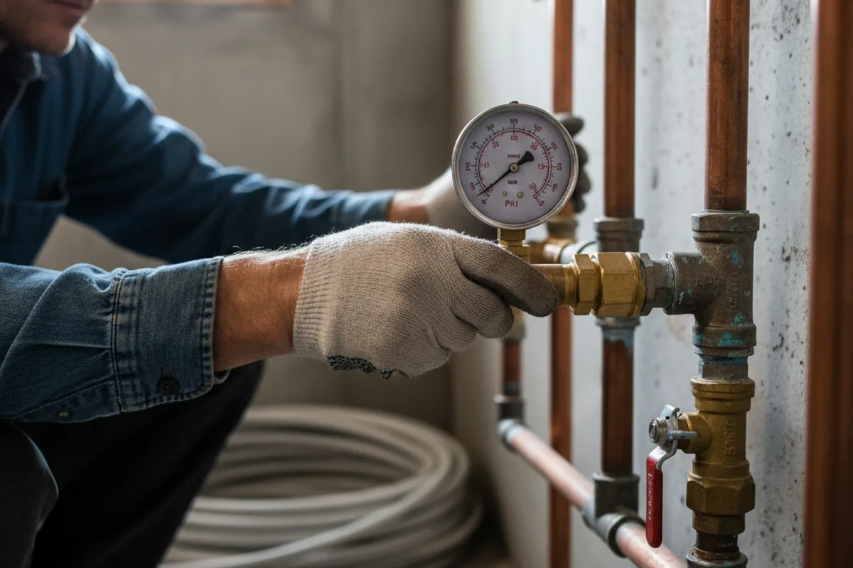 Pressure testing a repaired line during Water Line Repair in Blythe